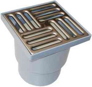 Трап вертикальный D110 реш. НЕРЖ. СТАЛЬ, 150х150 с гидрозатвором, до 1 л/с ТАТПОЛИМЕР