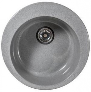 Мойка  керамогранит  S6   D 510мм круглая   (400*190мм., уст. проем 510мм.) (перелив + отв. под смес., БЕЗ СИФОНА.) матовый    ТЕМНО-СЕРЫЙ   