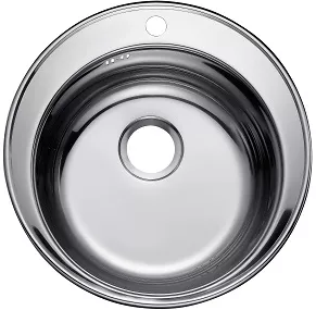 МОЙКА врезная кругл. Ø51 (0,6) (вып. 3 1/2", глуб. чаши 16см, б/с, креп. + упл.) VLADIX  
