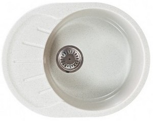 Мойка  керамогранит S23  овальн   570 *440    (чаша 380 мм,  h 19 мм ) (перелив, б/отв., унив-я, БЕЗ СИФОНА.) матовый    БЕЛЫЙ КРАП      