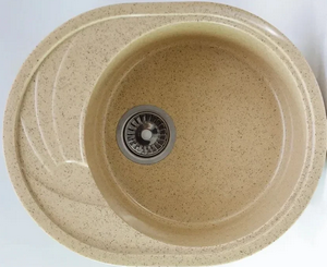 Мойка  керамогранит S20  овальн   560 *460    (чаша 390 мм,  h 17,5 мм ) (перелив, б/отв., унив-я, БЕЗ СИФОНА.) матовый    САФАРИ   